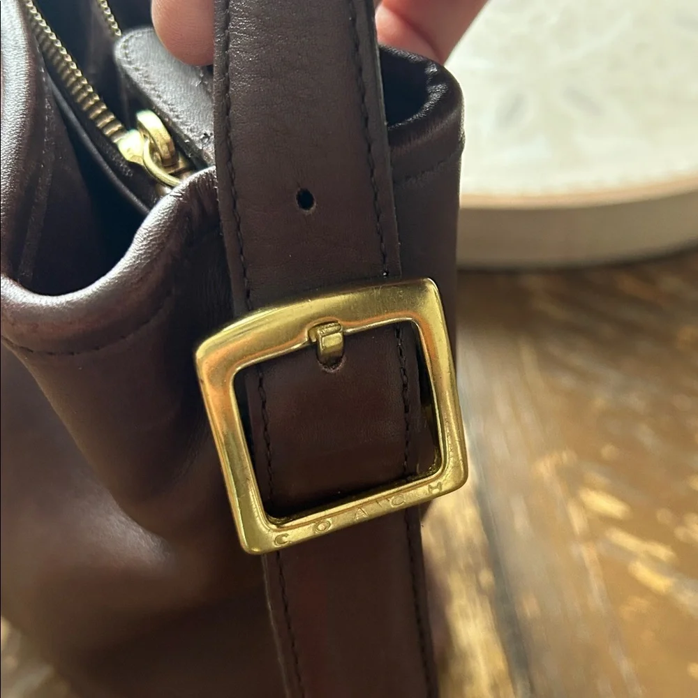 Rare🌹COACH Smooth Brown  Leather  Shoulder Bag! Bucket bag 6010 VTG Y2K